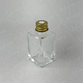 Frasco Difusor Aromatizador Vidro Quadrado Tampa Dourada 7x3,5