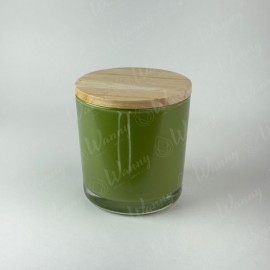 Porta Vela 265ml Verde Interno com Tampa de Madeira Pinus
