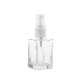 Frasco de Vidro 30ml Quadrado Spray Tampa Transparente  9,5x3,5