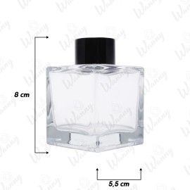 Vidro  Cubo Transparente com tampa Luxo Preta