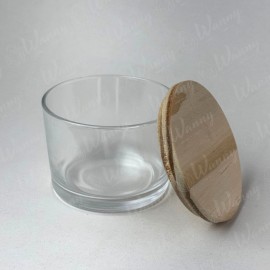 Porta vela de Vidro 120ml com Tampa de Madeira 6,0x6,5
