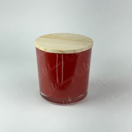 Porta Vela 265ml Vermelho Interno Tampa de Madeira Pinus