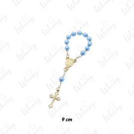 Mini Tero Bolinha Dezena Azul Beb Crucifixo Dourado