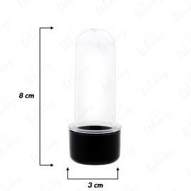 Mini Tubete Acrilico com Tampa Preta 7,5x3