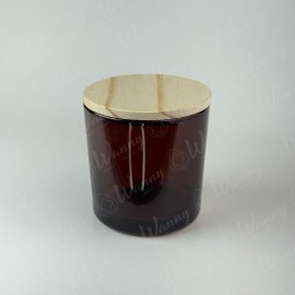 Porta Vela 265ml �mbar Externo com Tampa de Madeira Pinus