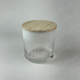 Porta Vela 265ml Branco Degrad� com Tampa de Madeira Pinus